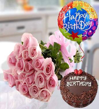 Happy Birthday cake & Roses